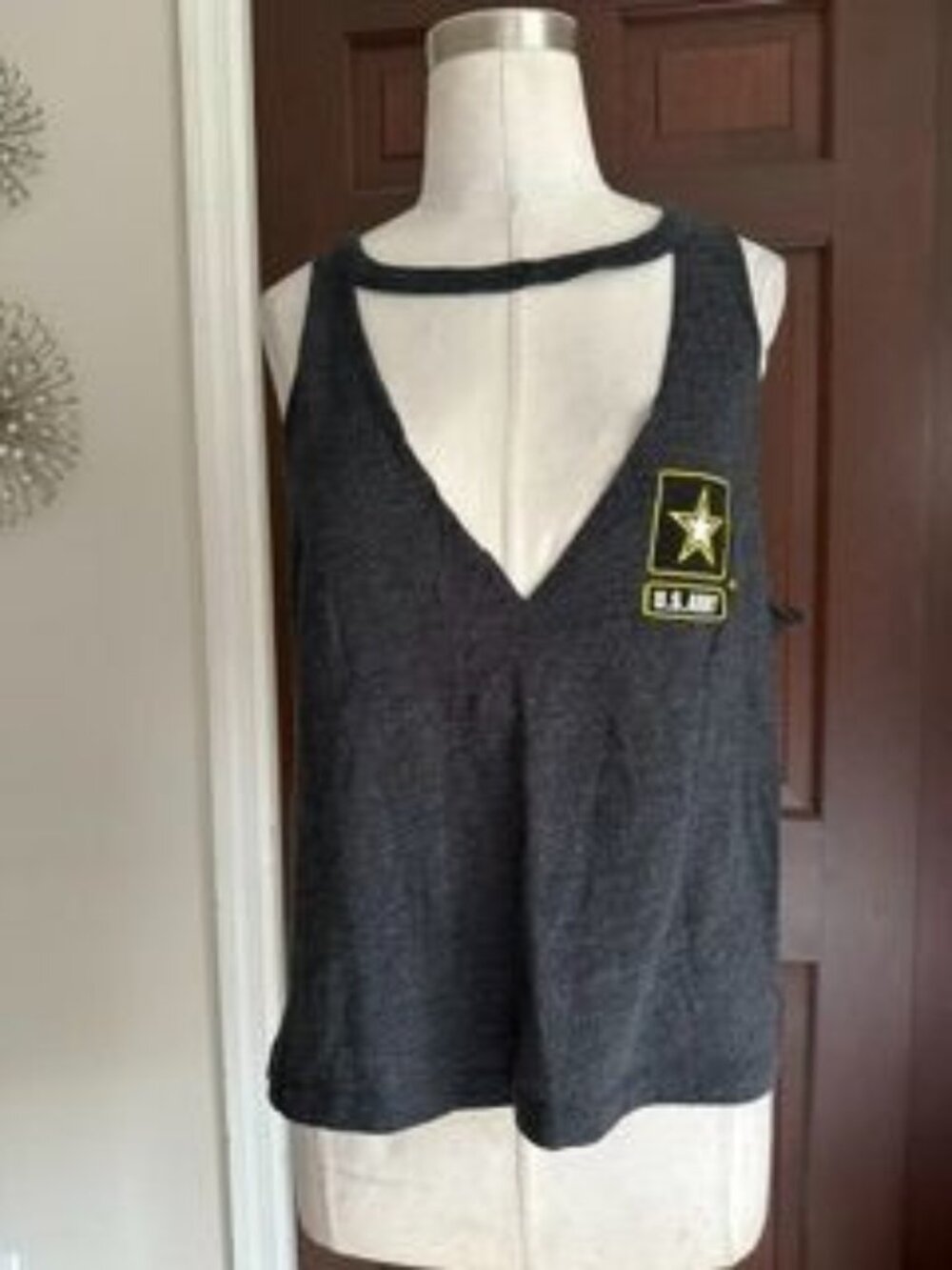 Victoria's Secret PINK sleeveless black US Army logo tank Large
